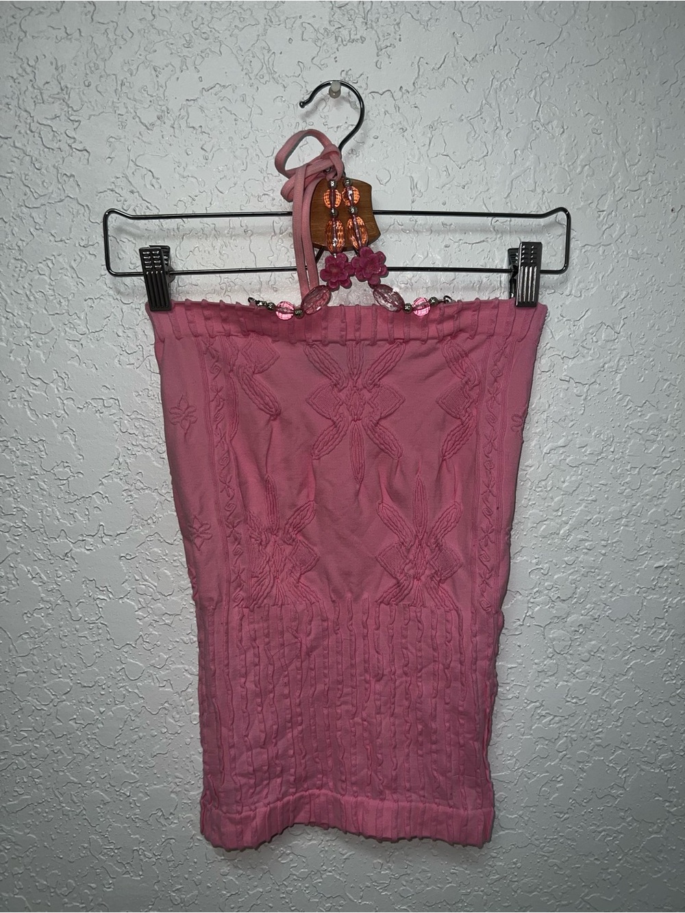 F&F Pink Ribbed Strapless Tube Top